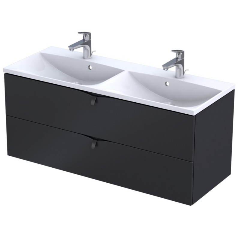 Oristo Siena 120 cm Czarny Mat Szafka z umywalką Amelia (OR45-SD2S-120-8+UME-AM-120-92-D)