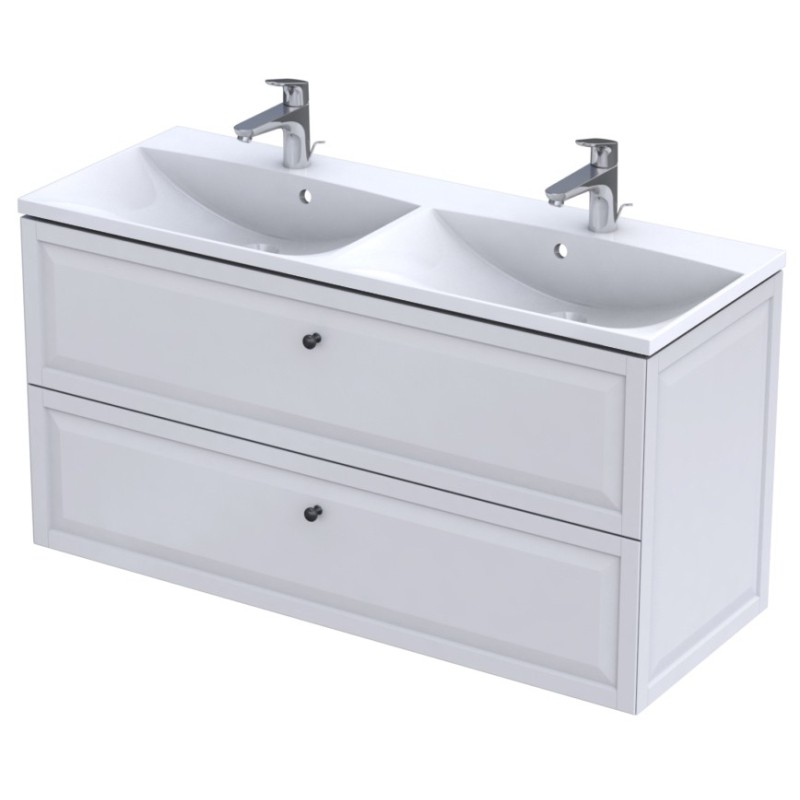 Oristo MonteBianco 120 cm Biały Mat Szafka z umywalką Amelia (OR47-SD2S-120-2+UME-AM-120-92-D)