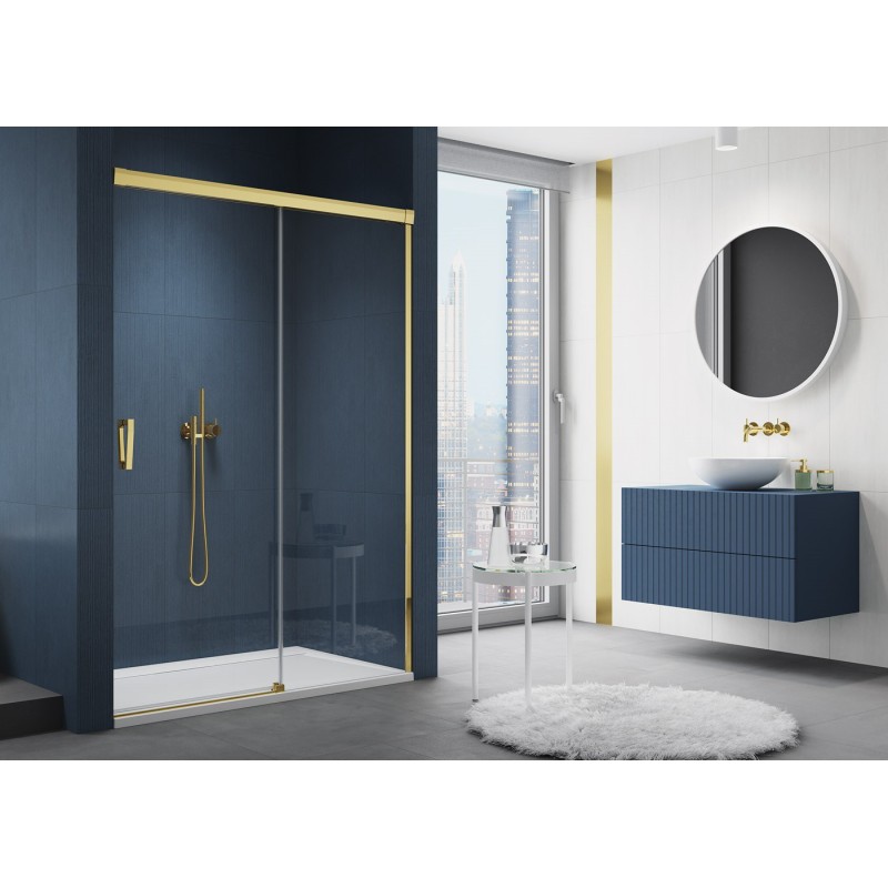 SanSwiss Cadura CAS2 Gold Drzwi Prysznicowe Prawe NA WYMIAR (140-200 cm) Szkło Przezroczyste (CAS2DSM21207)