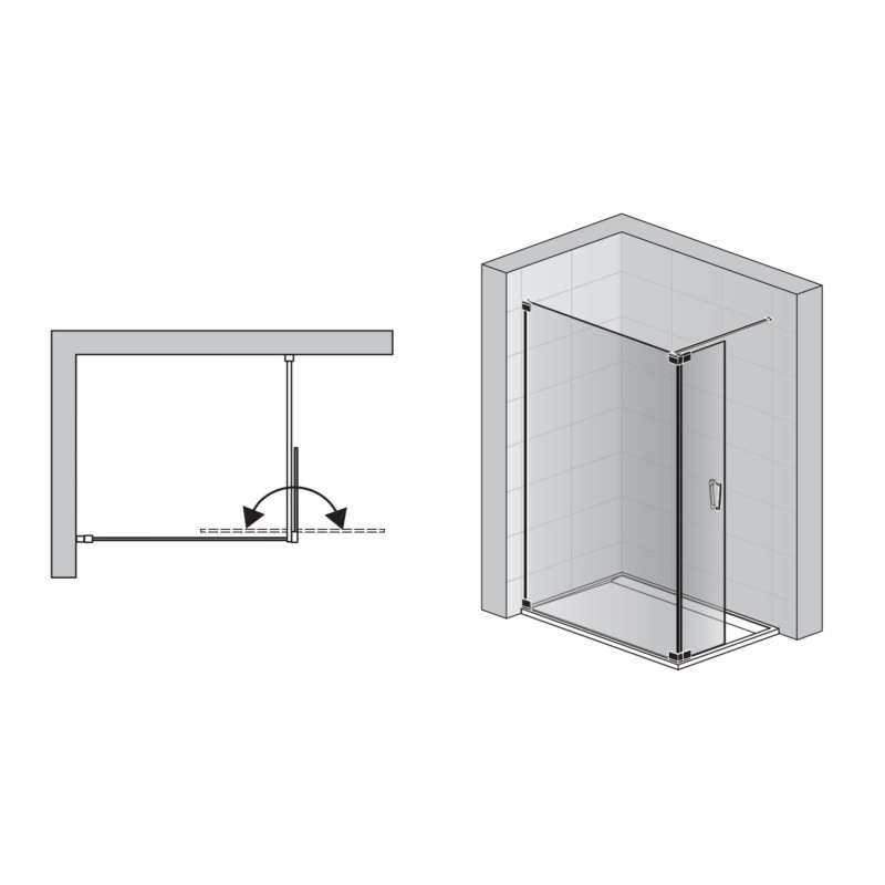 SanSwiss Cadura CADUO Gold Walk-In Ścianka Wolnostojąca L NA WYMIAR (100-120 cm) Szkło Przezroczyste (CADUOGSM11207)