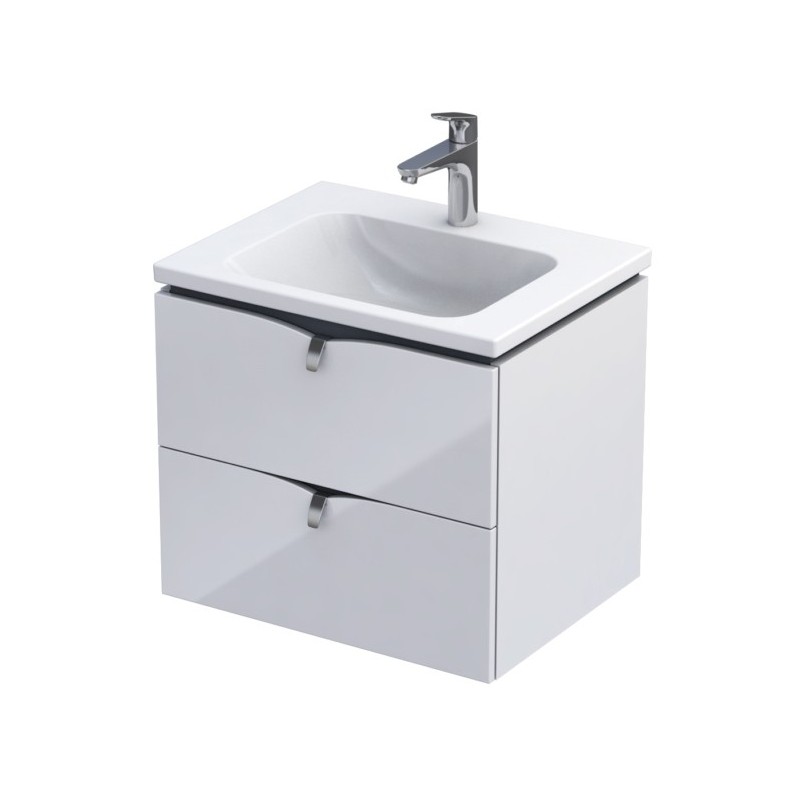 Oristo Siena 60 cm Biały Połysk Szafka z umywalką Cera (OR45-SD2S-60-1+UME-CE-60-91)