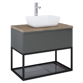 Elita Look Stelaż Podszafkowy Czarny 80 cm z Półką Szklaną (RE150800107160)