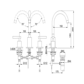 Kohlman Roxin QB200R Bateria umywalkowa
