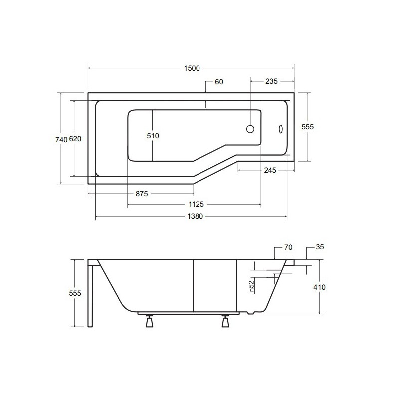 Besco Integra Wanna Asymetryczna Lewa + Parawan 3-skrzydłowy 150x75