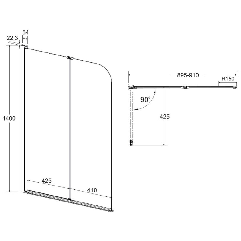Besco Prime 2-Skrzydłowy Parawan Nawannowy 90x140