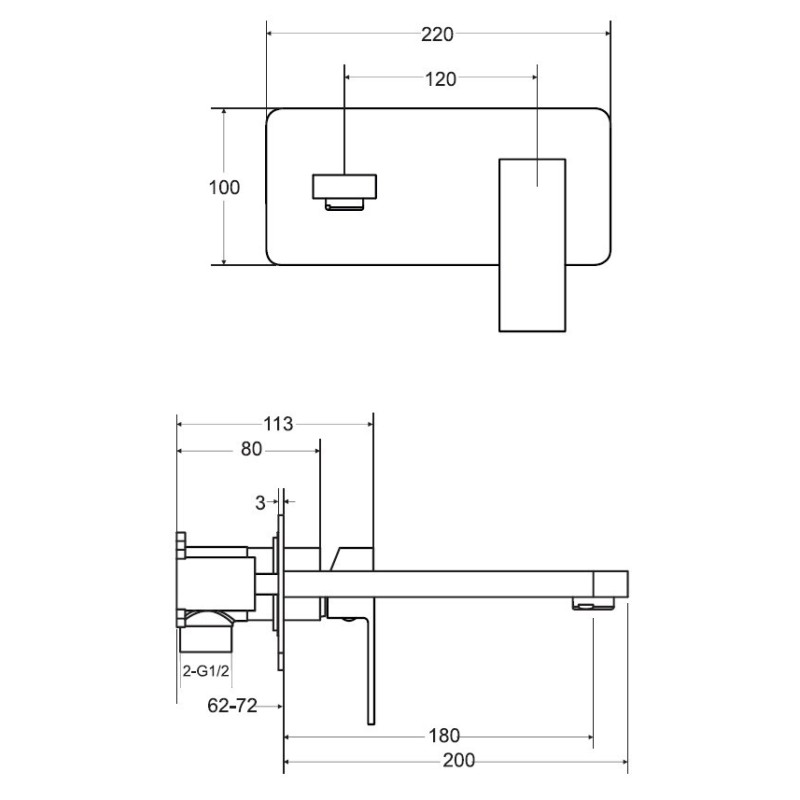 Besco Varium/Modern Bateria Umywalkowa Podtynkowa Chrom