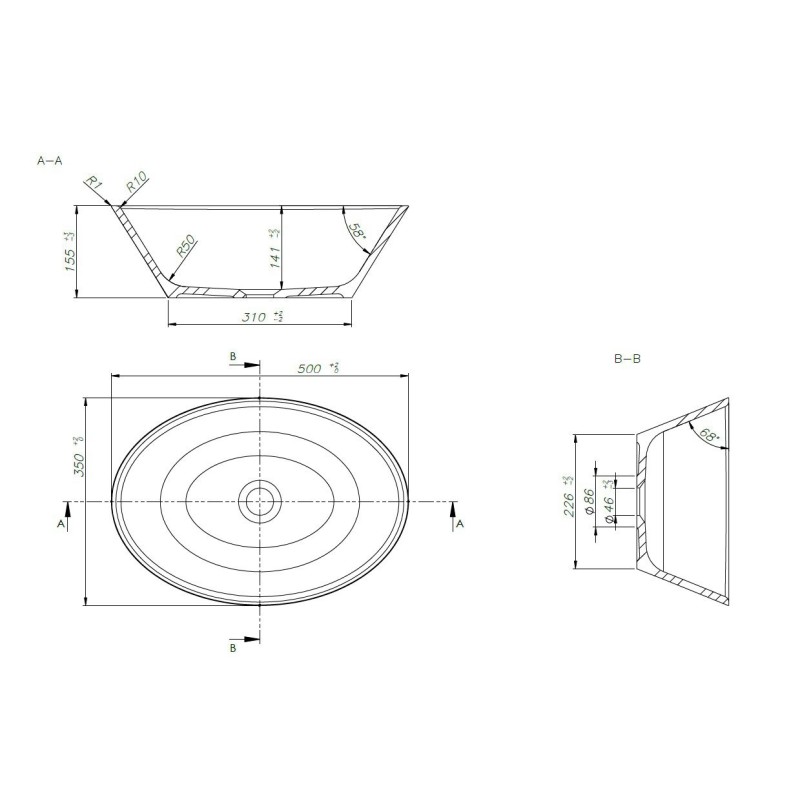 Sanitti Sei Umywalka konglomeratowa wolnostojąca 50x35 cm