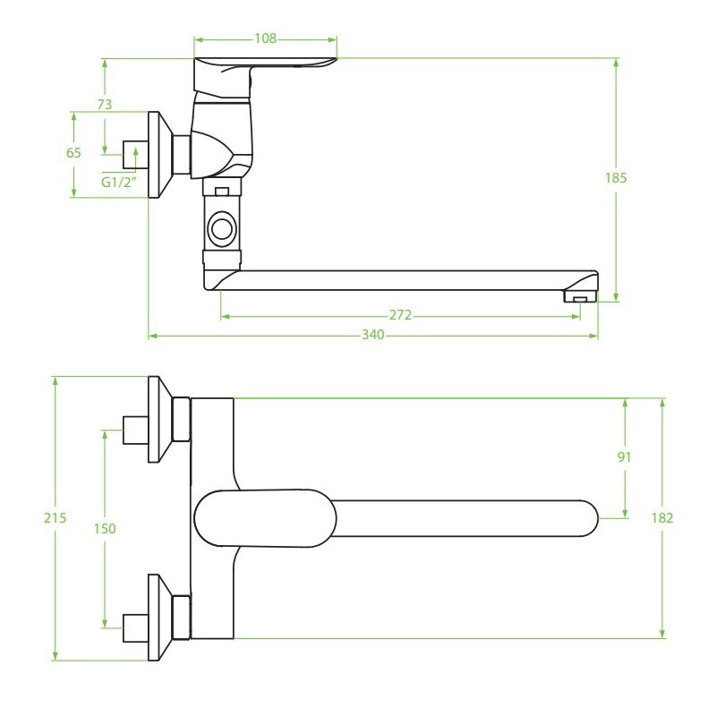 Laveo Appia Bateria Wannowa Ścienna Z Ruchomą Wylewką (BLP 01FD)