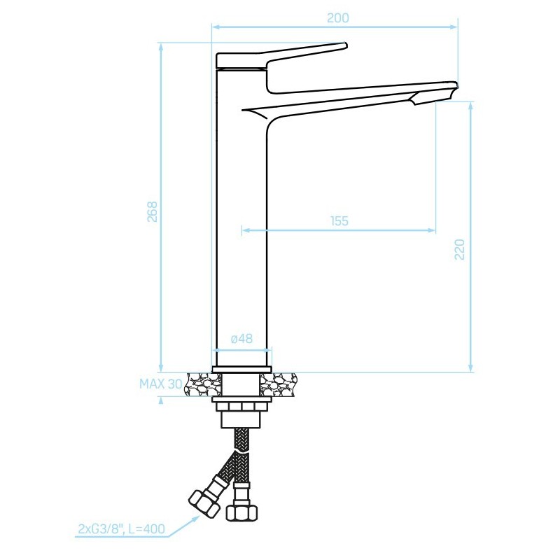 Kuchinox Alanis Bateria Umywalkowa stojąca Nablatowa Biały/Złoto (BQI_62ND)