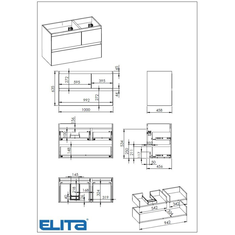 Elita Split White Matt Szafka Pod Umywalkę 100 cm L (RE011006155290)