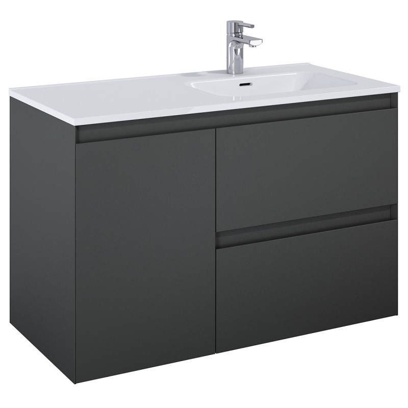 Elita Split Anthracite Matt Szafka Z Koszem Cargo i Umywalką Skappa 100 cm (RE011005056010+RE041005068060)