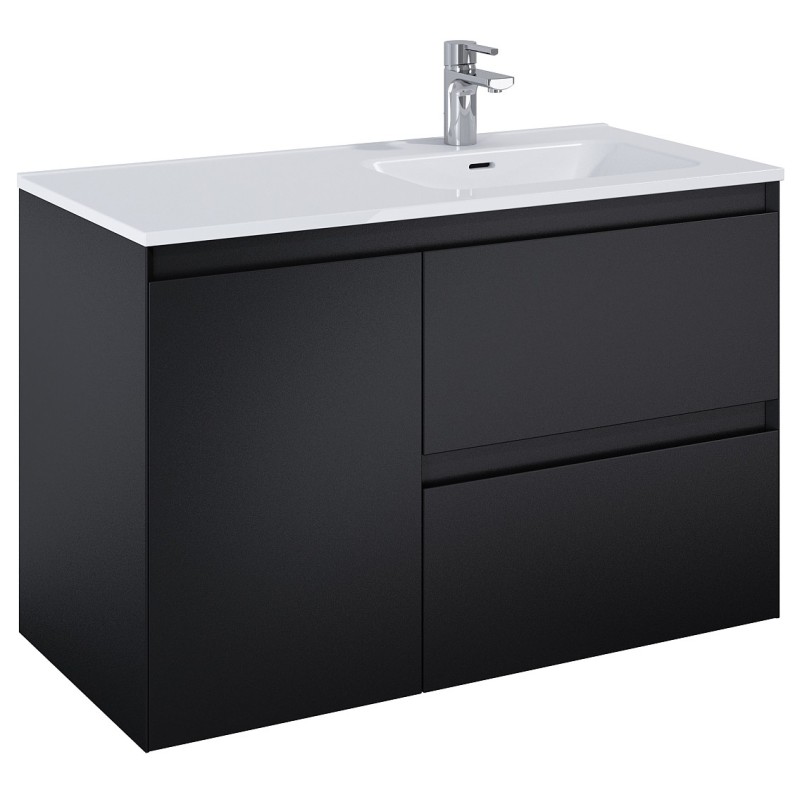 Elita Split Black Matt Szafka Z Koszem Cargo i Umywalką Skappa 100 cm (RE011005057160+RE041005068060)
