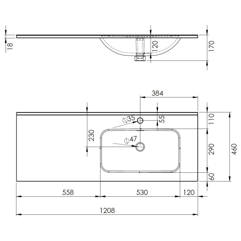 Elita Split Black Matt Szafka Z Umywalką Skappa 120 cm (RE012005157160+RE041205168060)