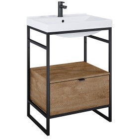 Elita Indus Szafka Pod Umywalkę Dąb Canela/Black Matt 60 cm 1S (RE150600077160+RE010600077050)