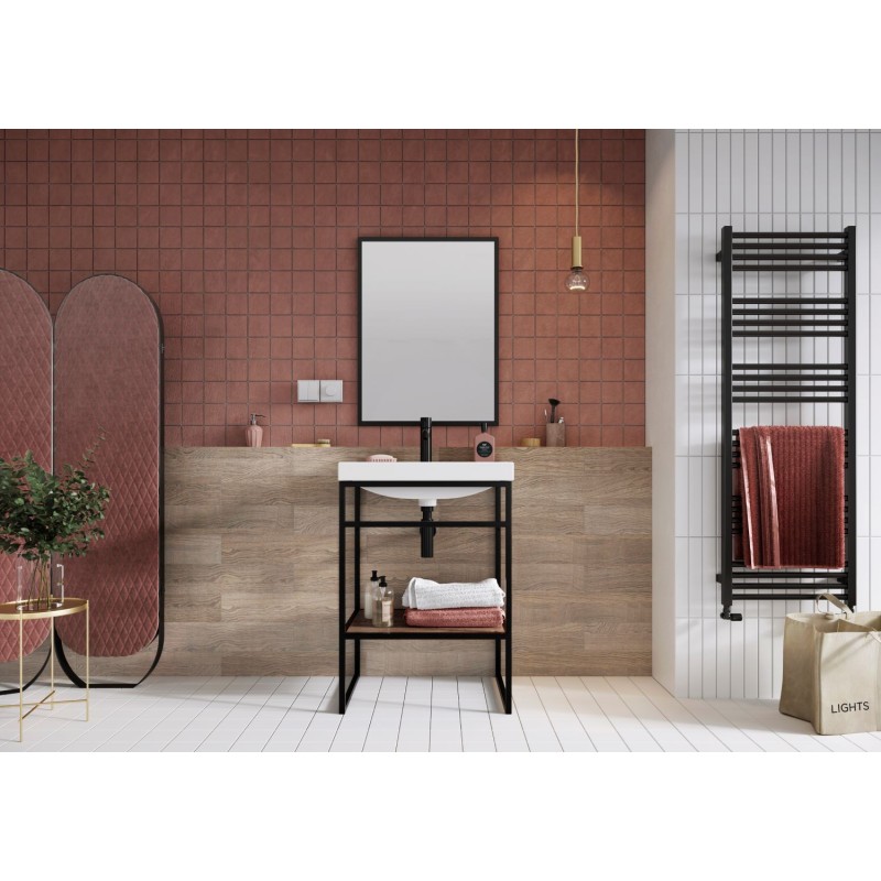Elita Indus Szafka Pod Umywalkę Dąb Canela/Black Matt 80 cm 1S (RE150800077160+RE010800077050)