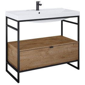 Elita Indus Szafka 1s Dąb Canela/Black Matt Z Umywalką Maxxi 100 cm (RE151000077160+RE011000077050+RE041000078060)