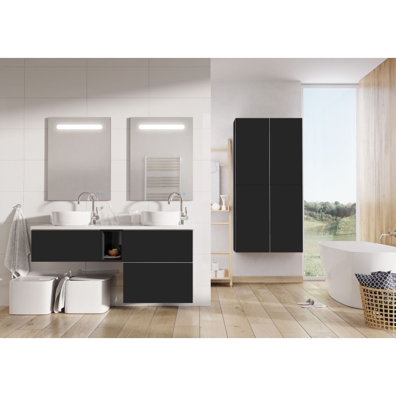 Elita Look Black Matt Szafka 2S Z Umywalką Skappa 100 cm (RE011000027160+RE041003068060)