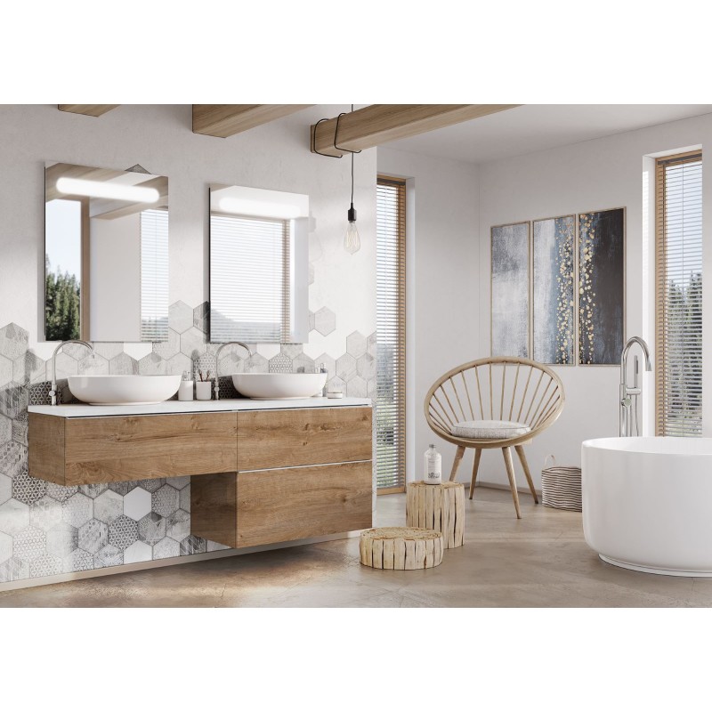 Elita Look Dąb Canela Szafka 2S Z Umywalką Skappa 60 cm (RE010601027050+RE040603068060)