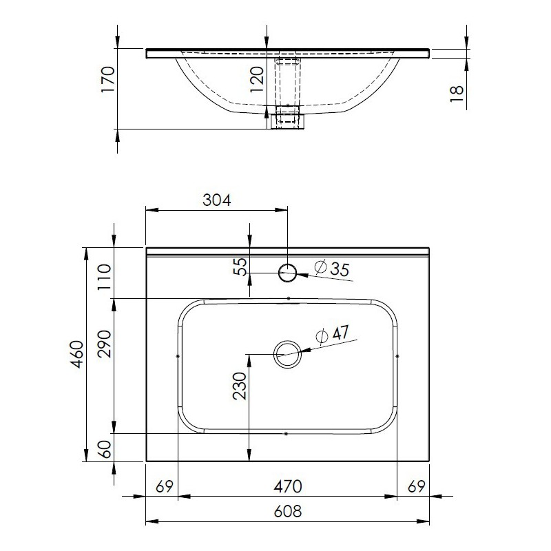 Elita Look Dąb Canela Szafka 2S Z Umywalką Skappa 60 cm (RE010601027050+RE040603068060)