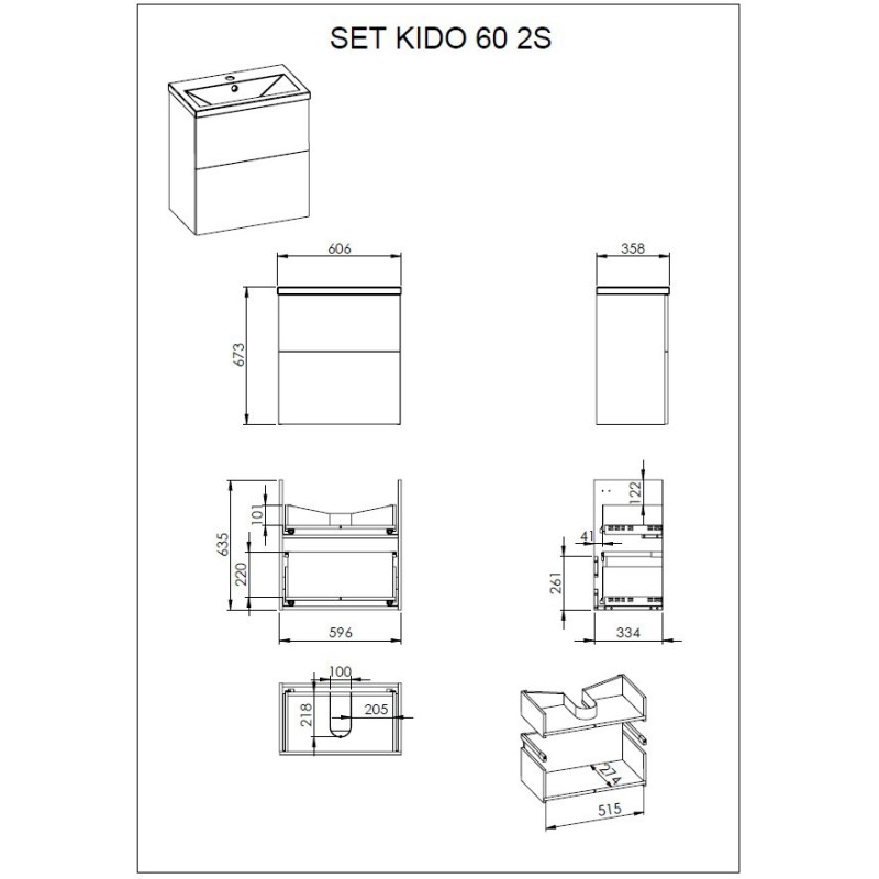 Elita Kido White Matt Set Szafka Z Umywalką 60 cm (RE020601115290)