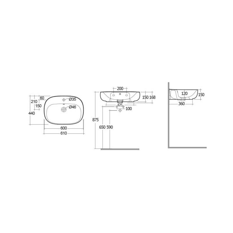 Rak Ceramics Illusion Umywalka Wisząca Biała 60 cm (ILLWB6001AWHA)