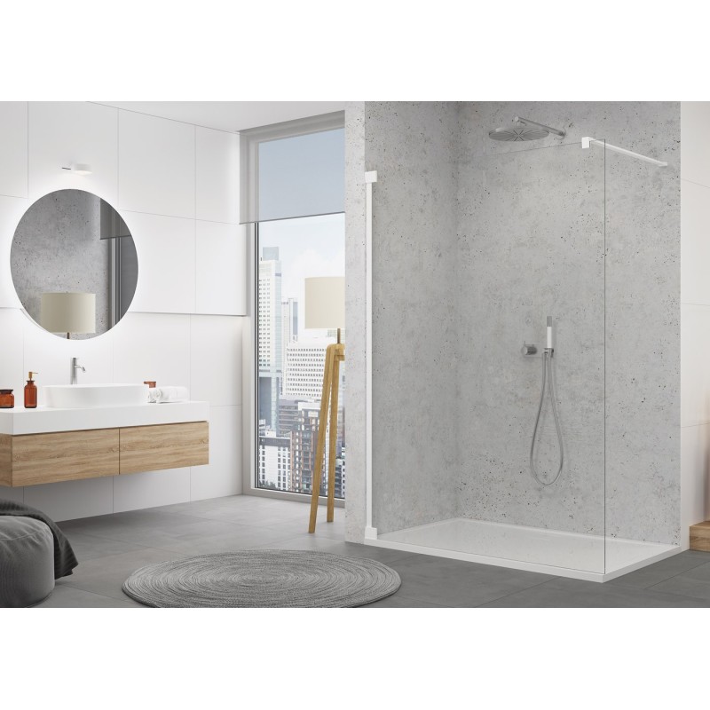 SanSwiss Cadura CAT4 White Walk-In Ścianka Wolnostojąca NA WYMIAR (30-140 cm) Szkło Przezroczyste (CAT4SM10907)