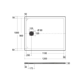 Rak Ceramics Feeling Brodzik Prostokątny 100x120 cm Biały (RFST100120S500)