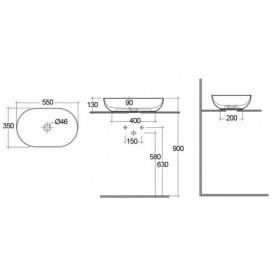 Rak Ceramics Feeling Umywalka Slim Nablatowa Owalna 55x35 cm Szary Mat (FEECT5500503A)