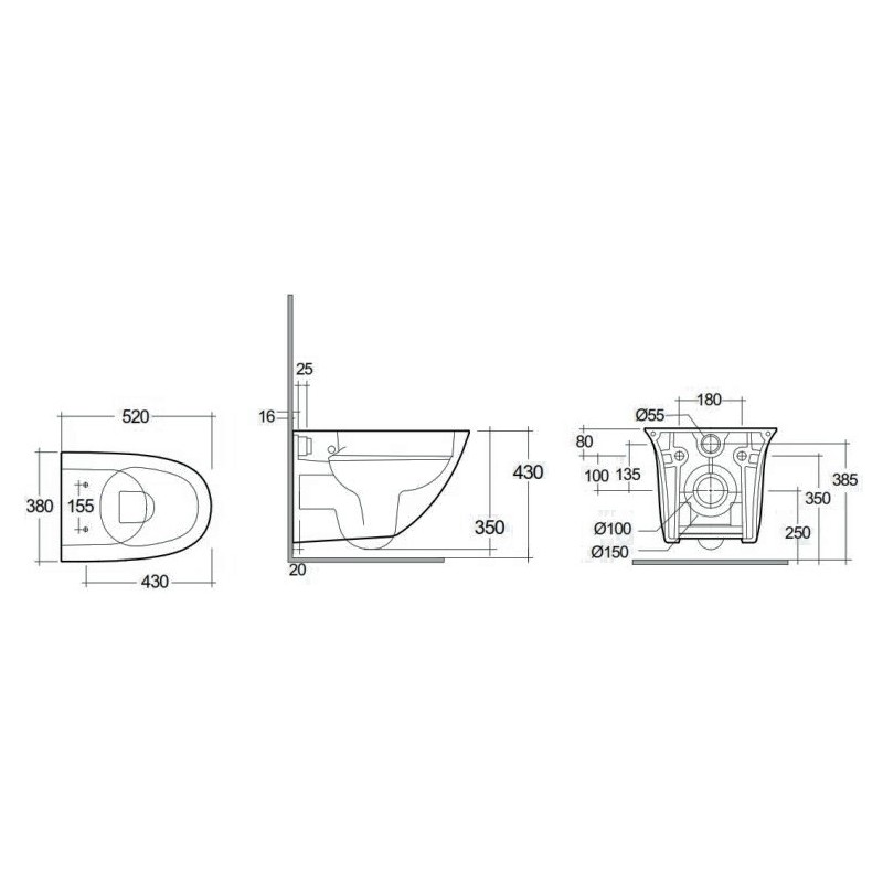 Rak Ceramics Sensation Zestaw Miska WC Podwieszana Rimless 52 cm + Deska WC Wolnoopadająca (SENS1SET)
