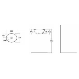 Rak Ceramics Reema Umywalka Nablatowa Owalna 39,5 cm Biały Połysk (ILARE00001)