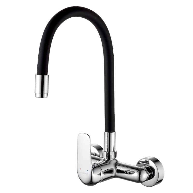 Kuchinox Elza Bateria Zlewozmywakowa Ścienna Z Elastyczną Wylewką Chrom/czarny (BKE 781D)