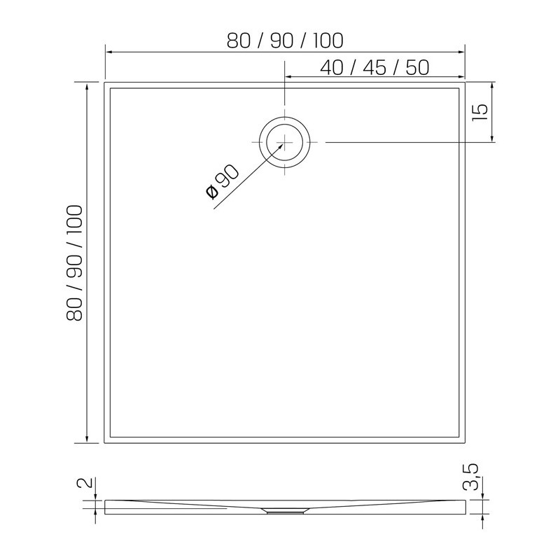 New Trendy Nex Brodzik Posadzkowy Kwadratowy Konglomeratowy 100x100 cm (B-0455)