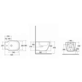 Rak Ceramics One Bidet Podwieszany 52x36,5 cm Biały Połysk (EL08AWHA)