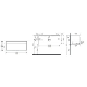 Rak Ceramics Joy Uno Szafka Podumywalkowa Podwieszana 100 cm Dąb Skandynawski + Umywalka Meblowa 101 cm (UNOWH100SOK+JOYDI10101)