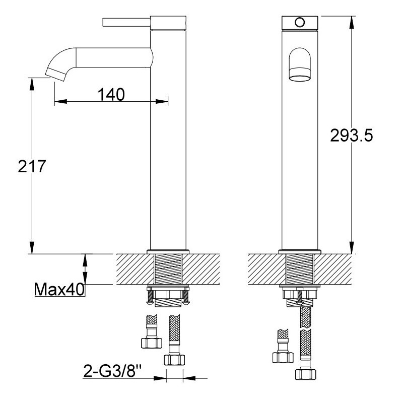 Kohlman Axel Chrom Bateria umywalkowa (QB170A)