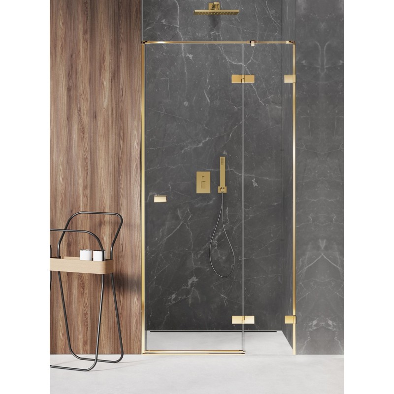New Trendy Avexa Gold Shine Drzwi Prysznicowe Pojedyncze Prawe 90x200 cm Szkło Przezroczyste (EXK-1633)