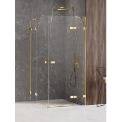 New Trendy Avexa Gold Shine Kabina Prysznicowa Narożna Prostokątna Drzwi Podwójne 90x100 cm Szkło Przezroczyste (EXK-1698)