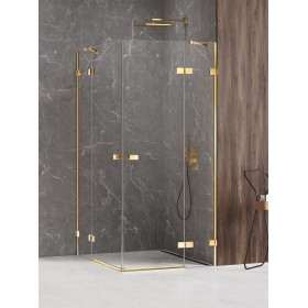 New Trendy Avexa Gold Shine Kabina Prysznicowa Narożna Prostokątna Drzwi Podwójne 110x120 cm Szkło Przezroczyste (EXK-1867)