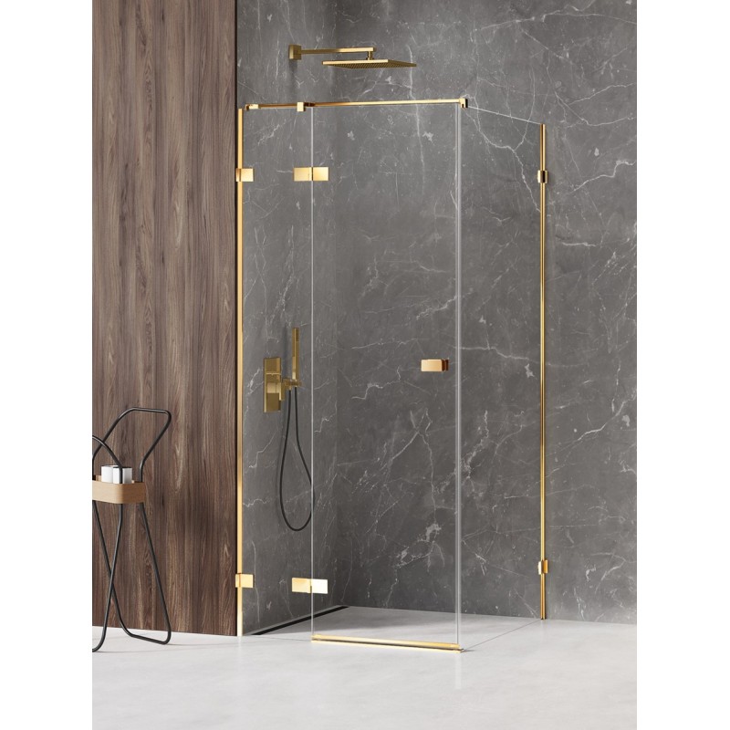 New Trendy Avexa Gold Shine Kabina Prysznicowa Prostokątna Drzwi Pojedyncze Lewe 80x120 cm Szkło Przezroczyste (EXK-1654)