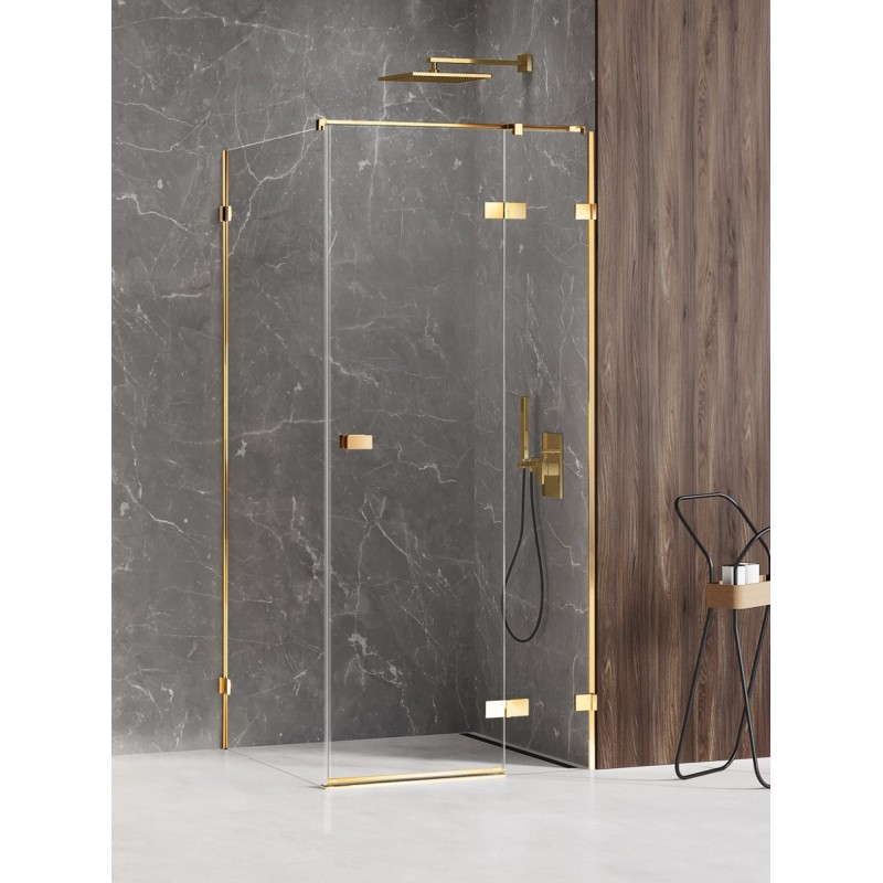 New Trendy Avexa Gold Shine Kabina Prysznicowa Prostokątna Drzwi Pojedyncze Prawe 80x100 cm Szkło Przezroczyste (EXK-1651)