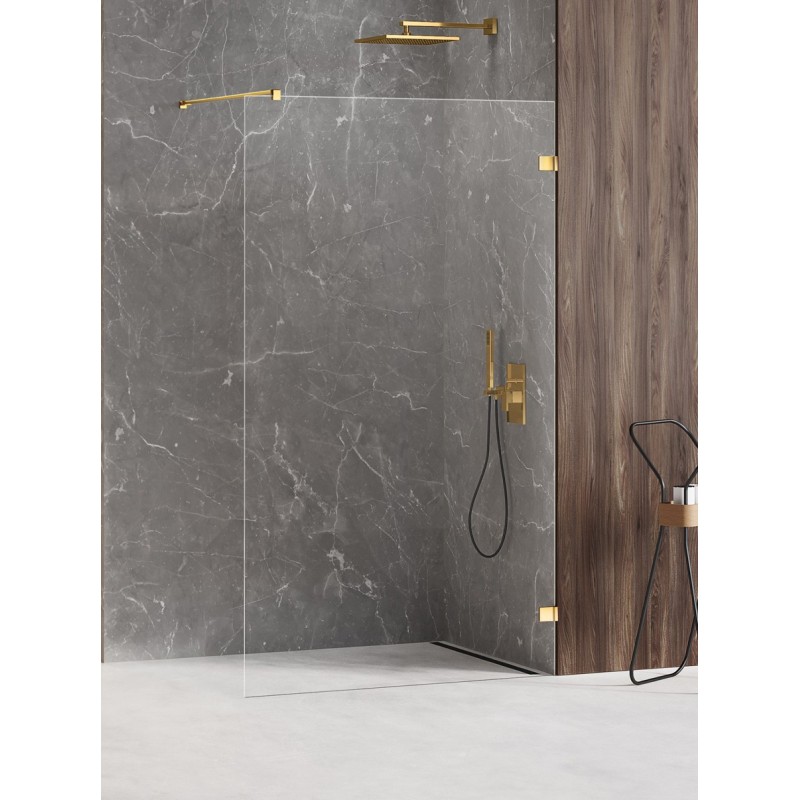 New Trendy Avexa Gold Shine Kabina Prysznicowa Walk-In 150x200 cm Szkło Przezroczyste 8 mm (EXK-2002)