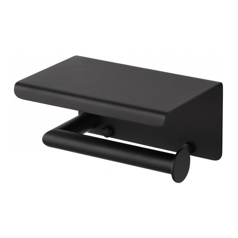 Stella uchwyt do papieru toaletowego z półką na telefon czarny mat 21.006-b