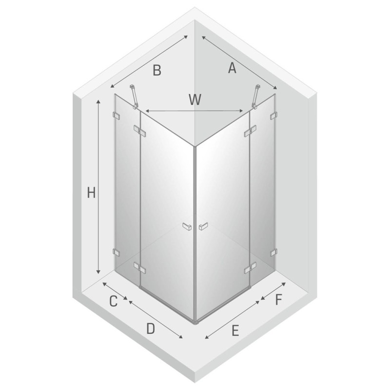 New Trendy Avexa Kabina Prysznicowa Narożna Kwadratowa Drzwi Podwójne 120x120 cm Szkło Przezroczyste 6 mm (EXK-1539)