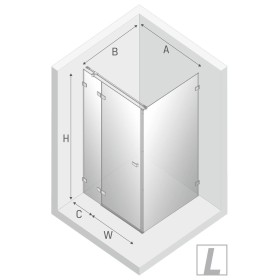 New Trendy Avexa Kabina Prysznicowa Narożna Kwadratowa Drzwi Pojedyncze Lewe 80x80 cm Szkło Przezroczyste 6 mm (EXK-1457)