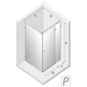 New Trendy Avexa Kabina Prysznicowa Narożna Kwadratowa Drzwi Pojedyncze Prawe 100x100 cm Szkło Przezroczyste 6 mm (EXK-1486)
