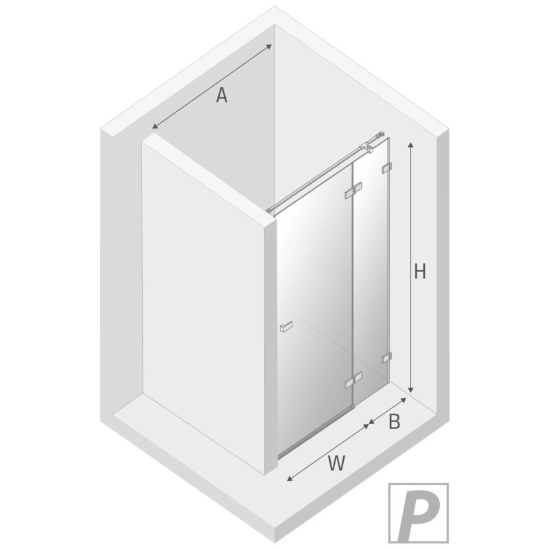 New Trendy Avexa Black Drzwi Wnękowe Pojedyncze Prawe 90x200 cm Szkło Przezroczyste 6 mm (EXK-1549)