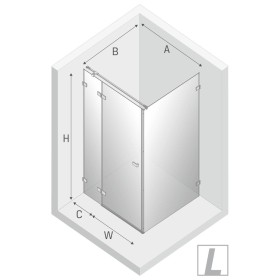 New Trendy Avexa Black Kabina Prysznicowa Narożna Kwadratowa Drzwi Pojedyncze Lewe 80x80 cm Szkło Przezroczyste 6 mm (EXK-1562)