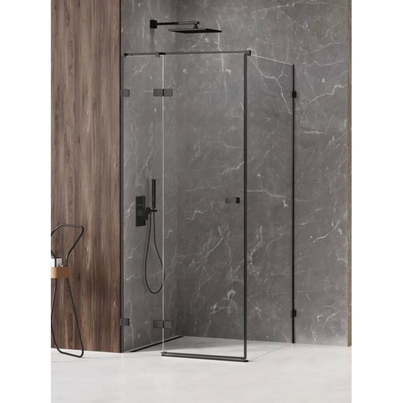 New Trendy Avexa Black Kabina Prysznicowa Narożna Kwadratowa Drzwi Pojedyncze Lewe 90x90 cm Szkło Przezroczyste 6 mm EXK-1576