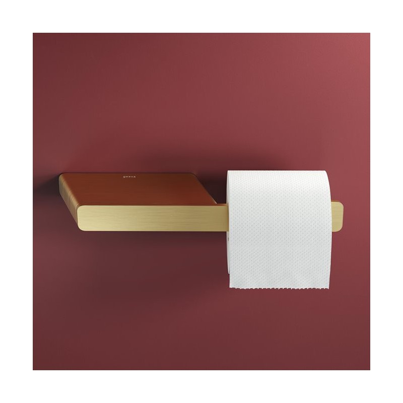 Geesa Shift Brushed Gold Uchwyt na papier toaletowy bez pokrywy z półką Złoty 919924-07