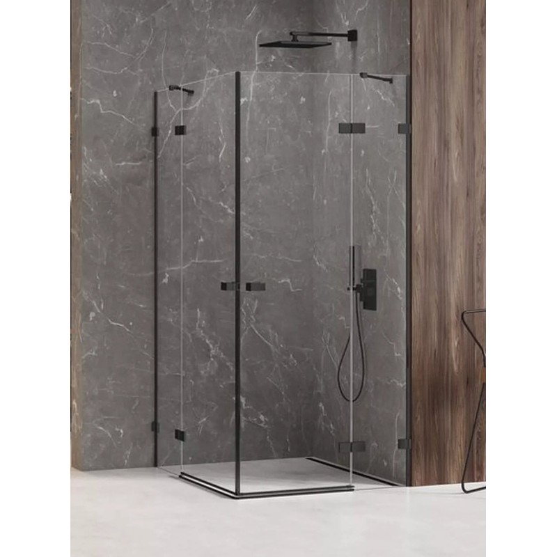 New Trendy Avexa Black Kabina Prysznicowa Narożna Prostokątna Drzwi Podwójne 100x110 cm Szkło Przezroczyste 6 mm EXK-1841